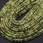 Faceted Natural Green Garnet Rondelle 3mm 4mm Gemstone Beads 15.5" Strand
