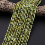 Faceted Natural Green Garnet Rondelle 3mm 4mm Gemstone Beads 15.5" Strand