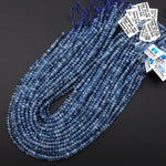 AAA Faceted Natural Blue Santa Maria Aquamarine Lantern Rondelle Beads 4mm Gemstone Extra Translucent 15.5" Strand