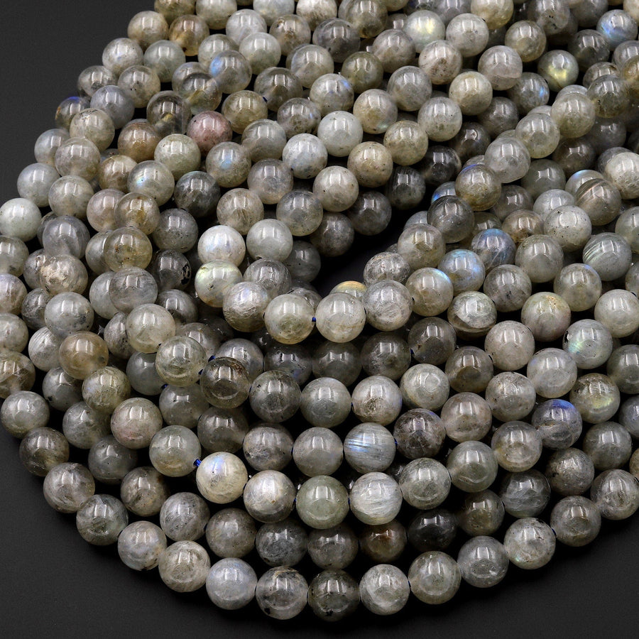 Sale! Natural Gray Labradorite 8mm Round Beads 15.5" Strand