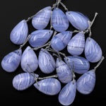 Natural Blue Lace Agate Teardrop Pendant Gemstone Focal Bead