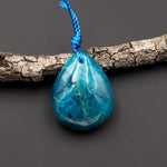 Natural Teal Blue Apatite Teardrop Pendant Gemstone Focal Bead