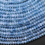 AAA Faceted Natural Blue Santa Maria Aquamarine Rondelle Beads 4mm Gemstone 15.5" Strand