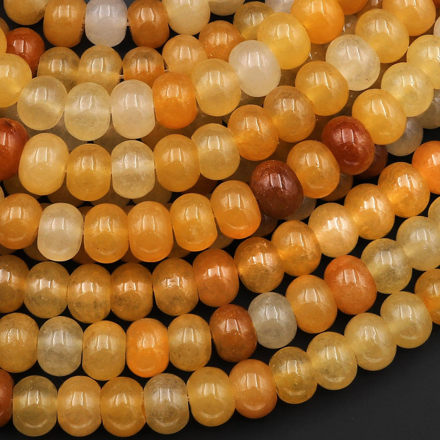 AAA Extra Translucent Natural Yellow Aventurine Rondelle Beads 15.5" Strand