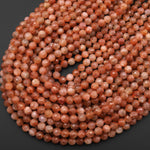 AAA Faceted Natural Sunstone Round Beads 6mm Orange Gold Gemstone 15.5" Strand