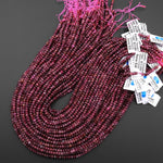 Faceted Natural Red Pink Rubellite Tourmaline 4mm Rondelle Beads Micro Diamond Cut Gemstone 15.5" Strand