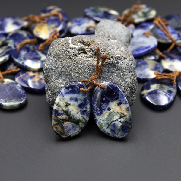 Natural Blue Sodalite Freeform Earring Pair Matched Gemstone Beads