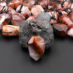 Faceted Natural Red Lepidocrocite Quartz Point Pendant Side Drilled Healing Crystal Pendulum