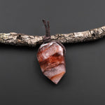 Faceted Natural Red Lepidocrocite Quartz Point Pendant Side Drilled Healing Crystal Pendulum