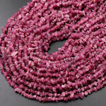 Natural Pink Tourmaline Small Freeform Hammered Chip Beads 15.5" Strand