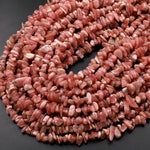 Natural Rhodochrosite Freeform Chip Nugget Beads 15.5" Strand