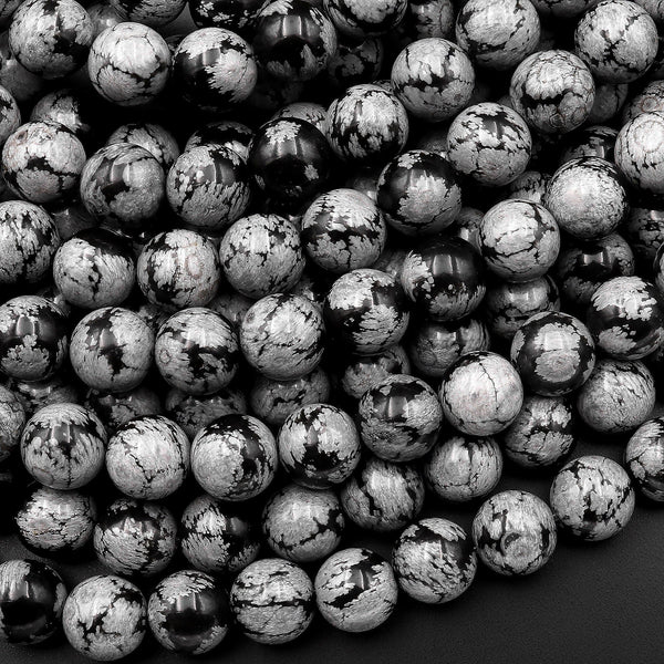 Wholesale Beautiful 10/12mm Black Obsidian Round Gem Beads Loose Beads