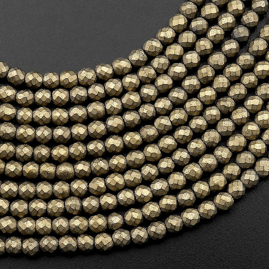 Faceted Titanium Hematite 2mm Round Beads Electroplated Silver Gold Bronze Blue Champagne Bronze Spacers 15.5" Strand