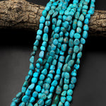 Genuine Real Natural Blue Turquoise Freeform Irregular Nugget Beads 15.5" Strand