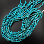Genuine Real Natural Blue Turquoise Freeform Irregular Nugget Beads 15.5" Strand