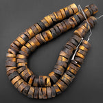Matte Large Natural Tiger's Eye 20mm Rondelle Beads 15.5" Strand