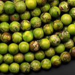 Large Hole Beads Green Impression Jasper 10mm Round Rondelle Beads Aka Snake Skin Jasper Aqua Terra Jasper 8" Strand