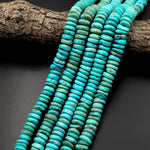 Genuine Natural Nevada Blue Green TurquoiseThick Heishi Beads Rondelle Real Turquoise Gemstone 15.5" Strand