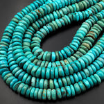 Genuine Natural Nevada Blue Green TurquoiseThick Heishi Beads Rondelle Real Turquoise Gemstone 15.5" Strand