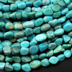 Genuine Natural Light Blue Turquoise Small Freeform Nugget Pebble 5mm Beads 15.5" Strand