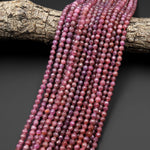AA Grade Genuine Natural Ruby Faceted 5mm Round Beads Organic 100% Natural Pink Red Ruby Gemstone 15.5" Strand
