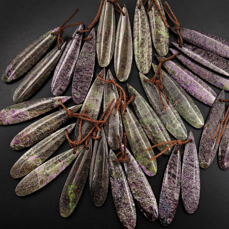 Natural Atlantisite Stichtite Earring Pair Teardrop Matched Gemstone