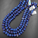 Blue Purple Druzy Agate 10mm Nugget Beads With Sparkling Quartz Crystal Cave 15.5" Strand