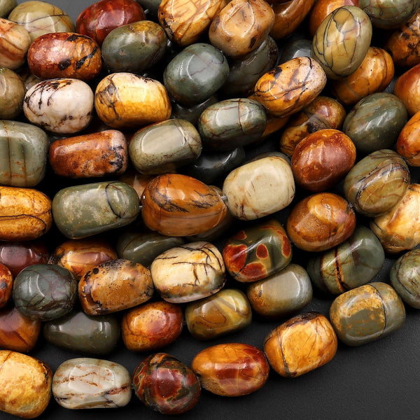 Natural Red Creek Jasper Nugget Beads Aka Multi Color Picasso Jasper 15.5" Strand