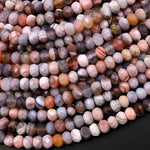 Faceted Natural Peach Botswana Agate 5mm Rondelle Beads Salmon Peach Pink Gemstone 15.5" Strand