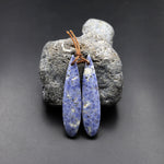 Natural Denim Blue Dumortierite Teardrop Earring Pair Matched Gemstone Beads