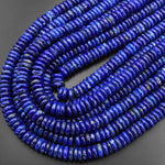 Large Natural Lapis Beads 10mm 12mm Heishi Rondelle Stunning Genuine Blue Lapis Gemstone 15.5" Strand