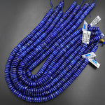 Large Natural Lapis Beads 10mm 12mm Heishi Rondelle Stunning Genuine Blue Lapis Gemstone 15.5" Strand