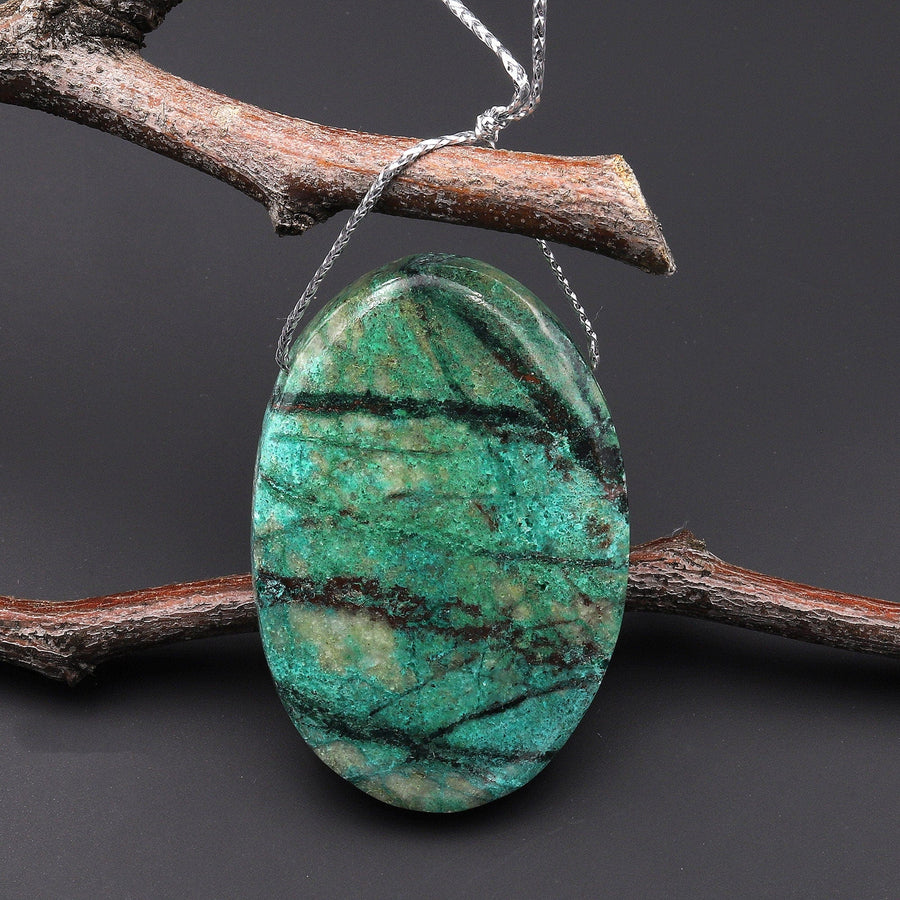 From the Old Arizona Copper Mine~ Natural Chrysocolla Oval Pendant