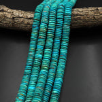 Genuine Natural Nevada Blue Green Turquoise 12mm Heishi Beads Thin Rondelle Real Turquoise Gemstone 15.5" Strand