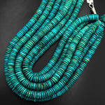 Genuine Natural Nevada Blue Green Turquoise 12mm Heishi Beads Thin Rondelle Real Turquoise Gemstone 15.5" Strand