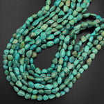 Real Genuine Natural Green Turquoise Freeform Nugget Pebble Beads 15.5" Strand