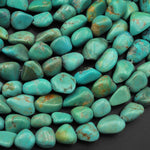 Real Genuine Natural Green Turquoise Freeform Nugget Pebble Beads 15.5" Strand