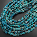 Genuine Raw Natural Blue Turquoise Small Freeform Pebble Beads Nuggets 15.5" Strand