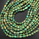 Real Genuine Natural Green Brown Turquoise Freeform Nugget Beads 15.5" Strand