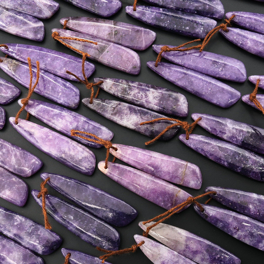 Natural Purple Lepidolite Butterfly Wing Earring Pair Matched Gemstone Pair