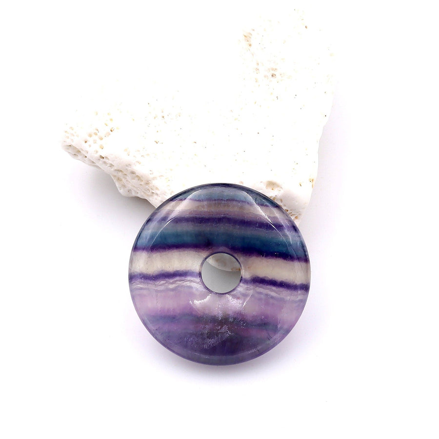 AAA Natural Fluorite Donut Pendant 30mm