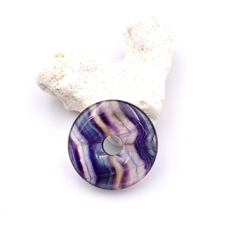 AAA Natural Fluorite Donut Pendant 30mm