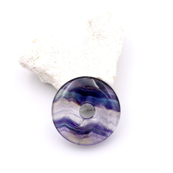 AAA Natural Fluorite Donut Pendant 30mm A3