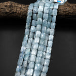 Natural Soft Blue Aquamarine Beads Faceted Rectangle Cushion 14x10mm Beads 15.5" Strand