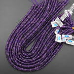 Natural Amethyst 6mm Smooth Heishi Rondelle Beads 15.5" Strand