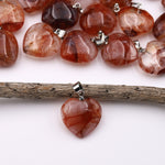 Natural Red Lepidocrocite Quartz Heart Pendant Gemstone