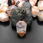 Faceted Natural Red Orange Lepidocrocite Quartz Point Pendant Side Drilled Gemstone Focal Bead Crystal Pendulum