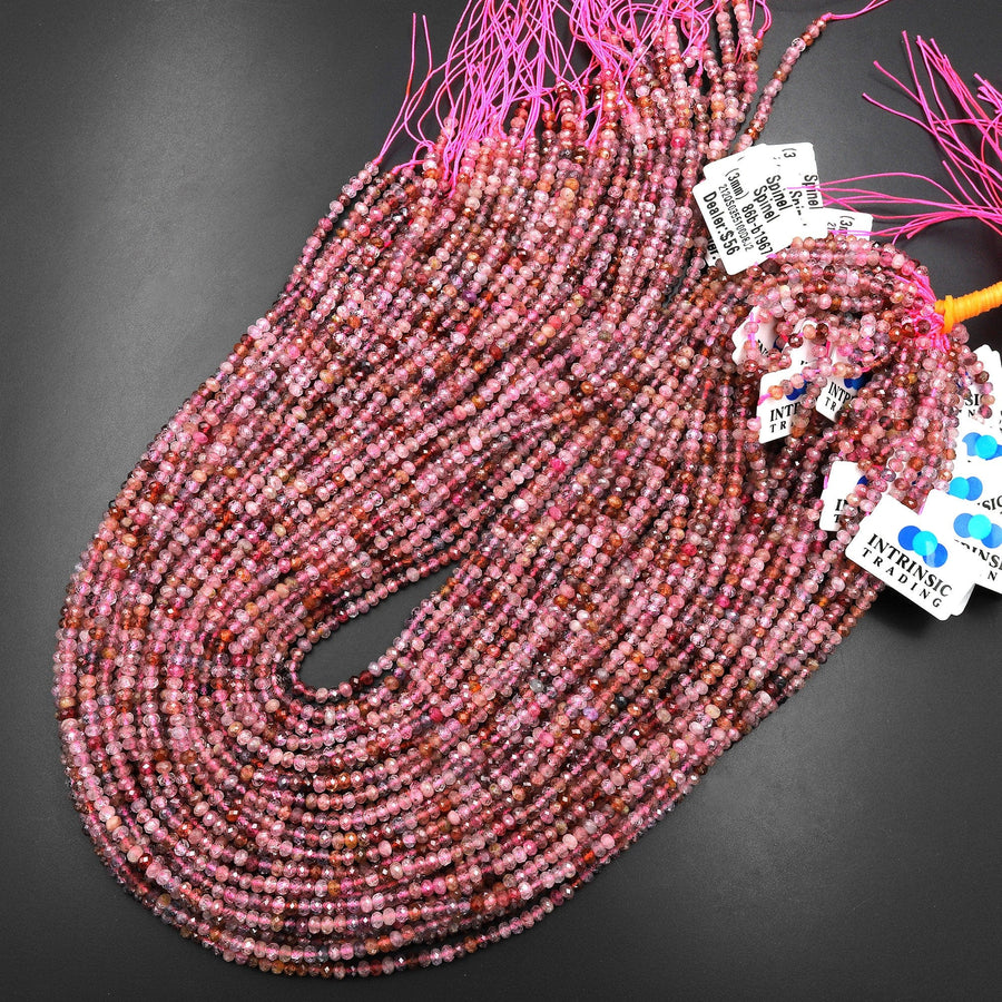 Real Genuine Natural Multicolor Spinel Faceted Rondelle Beads 3mm Gemstone 15.5" Strand