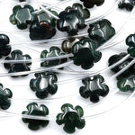 Natural Dark Green Indian Agate Carved Cherry Blossom Flower Gemstone Beads 15mm