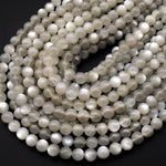 AA Shimmering Natural Smoky Silvery Moonstone 4mm 6mm 8mm 10mm 12mm Round Beads 15.5" Strand